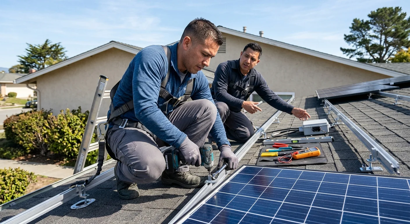 Solar consultant reviewing a written installation estimate with a Watsonville homeowner