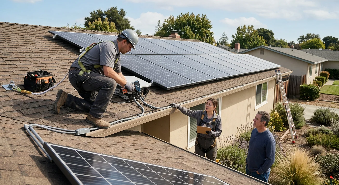 Completed residential solar array on a single-story Watsonville ranch home