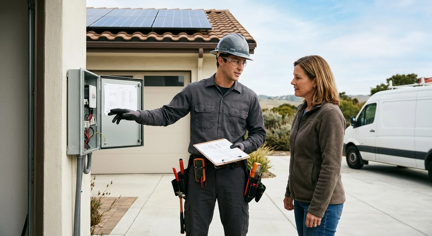 Solar crew coordinating a scheduled service visit at a Watsonville property