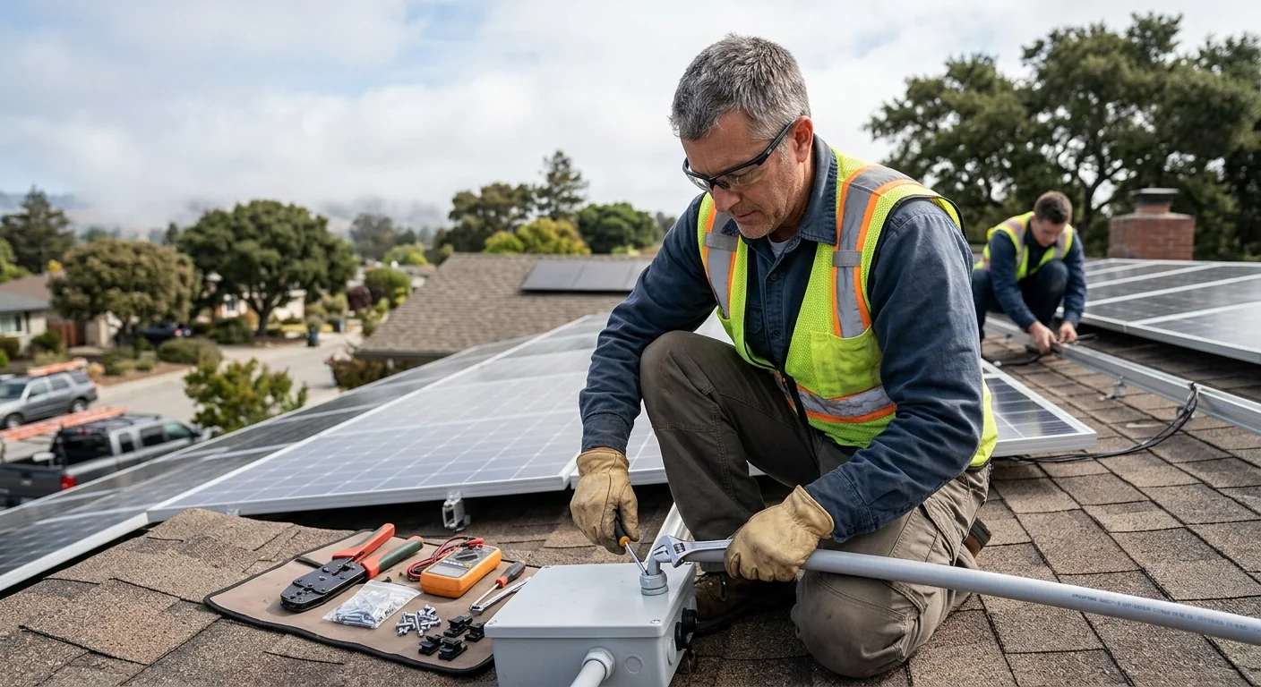 Solar technician preparing a written maintenance estimate for a Watsonville homeowner